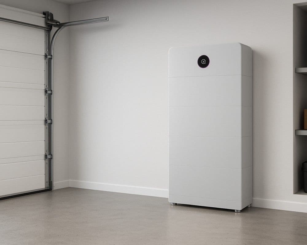 GoodWe ESA all-in-one home battery installed in a garage